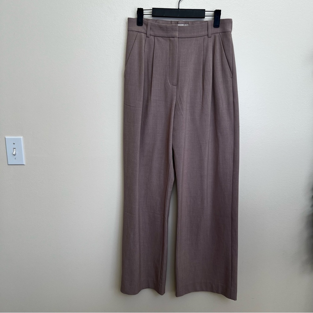 Abercrombie & Fitch Wide Leg Trousers in Taupe
